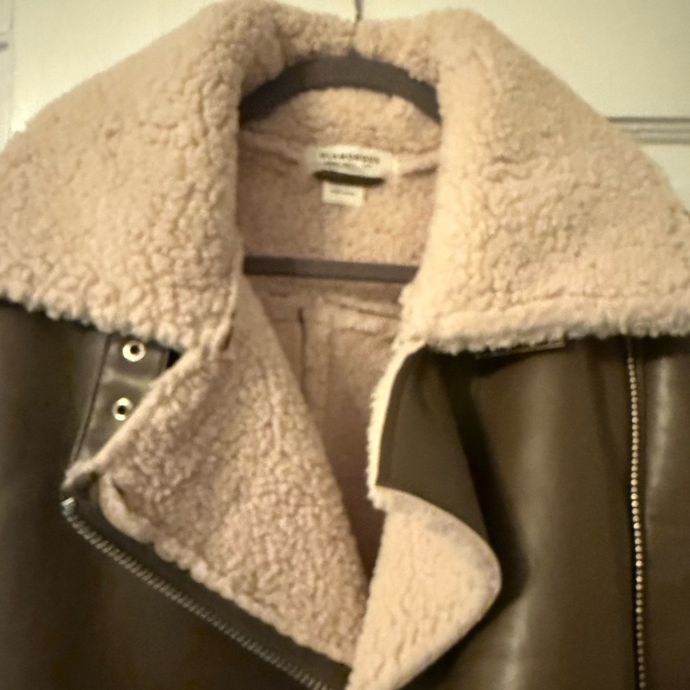 Glamorous Faux Shearling Leather Coat GUC - Picture 2 of 8